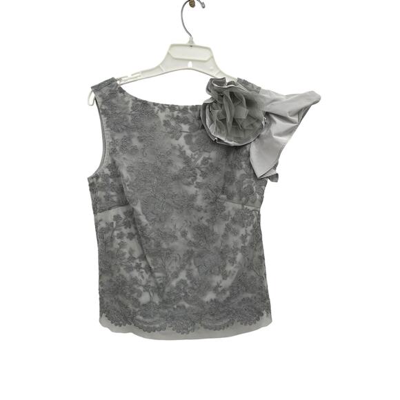 Pauw Amsterdam Gray Lace Top Rosette Shoulder Sleeveless Size 1 US Small - Picture 1 of 13